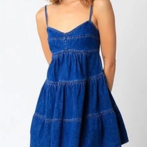 Olivaceous Denim Mini Dress NWT sz L